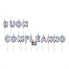 SET CANDELINE BUON COMPLEANNO ARGENTO METAL 7 CM