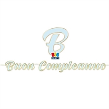 FESTONE SCRITTA ITALIC MAXI BUON COMPLEANNO CHIC CELESTE 600X25