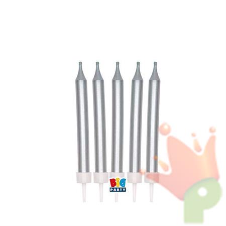 CANDELINE MINI MATITE SILVER METAL CON SUPPORTO 9 CM