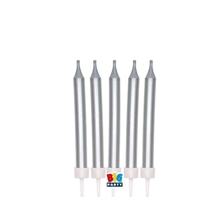 CANDELINE MINI MATITE SILVER METAL CON SUPPORTO 9 CM