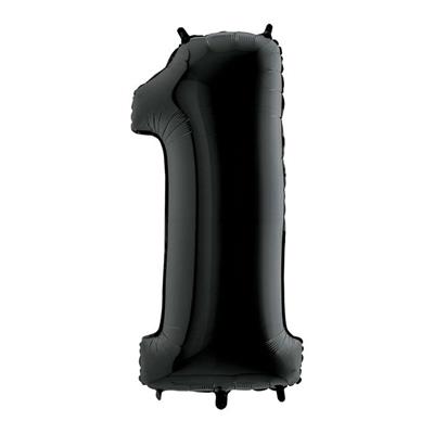 PALLONCINO MYLAR NUMERO 1 NERO 102 CM 40 INCH