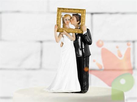 CAKE TOPPER SPOSI CON CORNICE D'ORO 14.5CM