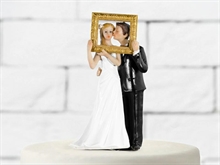 CAKE TOPPER SPOSI CON CORNICE D'ORO 14.5CM