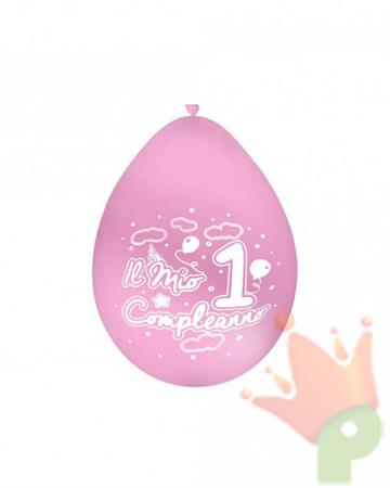 PALLONCINI 9INCH 1° COMPLEANNO ROSA 20PZ