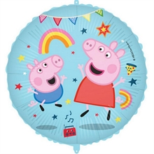 PALLONCINO MYLAR PEPPA PIG E GEORGE 45 CM CON NASTRINO E PESETTO