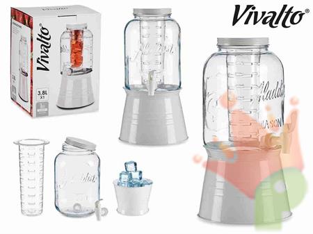 DISPENSER PER BEVANDE FREDDE IN VETRO CON BASE 20x22,8x37,5 CM