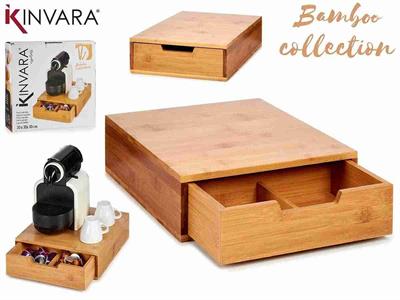 PORTA CIALDE CON CASSETTO IN LEGNO DI BAMBOO 30X30X10 CM