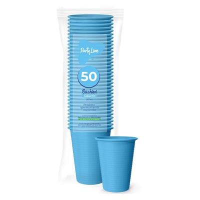 BICCHIERI IN PLASTICA CELESTE 50 PZ 200 CC