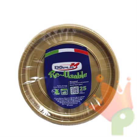 PIATTI PIANI ORO REUSABLE 22 CM 25 PZ