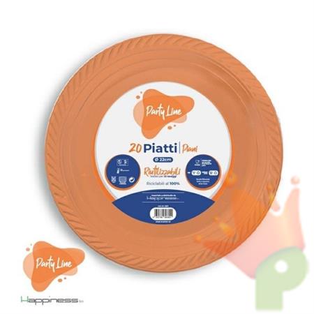 PIATTI PIANI IN PLASTICA ARANCIONE 22 CM 20 PZ