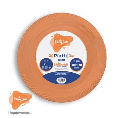 PIATTI PIANI IN PLASTICA ARANCIONE 22 CM 20 PZ