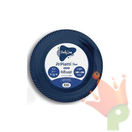 PIATTI PIANI IN PLASTICA BLU 22 CM 20 PZ