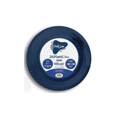 PIATTI PIANI IN PLASTICA BLU 22 CM 20 PZ