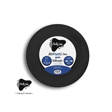 PIATTI PIANI IN PLASTICA NERI 22 CM 20 PZ
