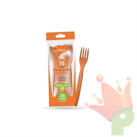 FORCHETTE ARANCIONI IN PLASTICA RIUTILIZZABILE 15 PZ