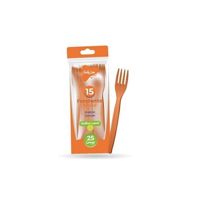 FORCHETTE ARANCIONI IN PLASTICA RIUTILIZZABILE 15 PZ