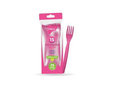 FORCHETTE FUCSIA IN PLASTICA RIUTILIZZABILE 15 PZ