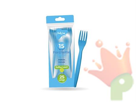 FORCHETTE CELESTI IN PLASTICA RIUTILIZZABILE 15 PZ