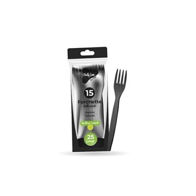 FORCHETTE NERE IN PLASTICA RIUTILIZZABILE 15 PZ