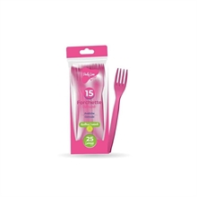 FORCHETTE ROSA IN PLASTICA RIUTILIZZABILE 15 PZ