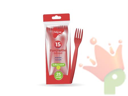 FORCHETTE ROSSE IN PLASTICA RIUTILIZZABILE 15 PZ