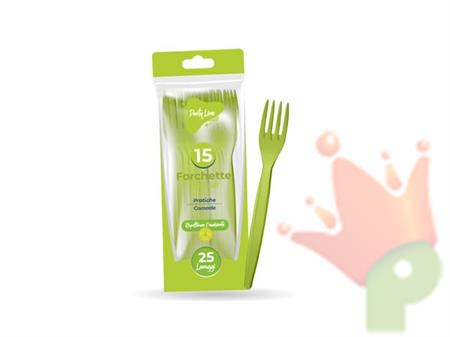 FORCHETTE VERDE IN PLASTICA RIUTILIZZABILE 15 PZ