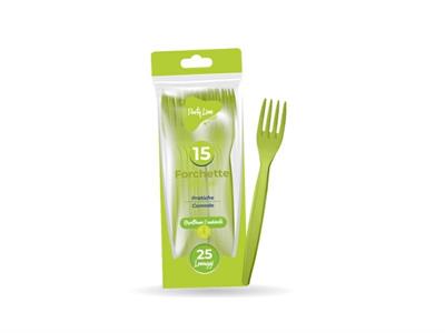 FORCHETTE VERDE IN PLASTICA RIUTILIZZABILE 15 PZ