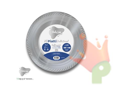 PIATTI DESSERT IN PLASTICA ARGENTO 25 PZ 17 CM
