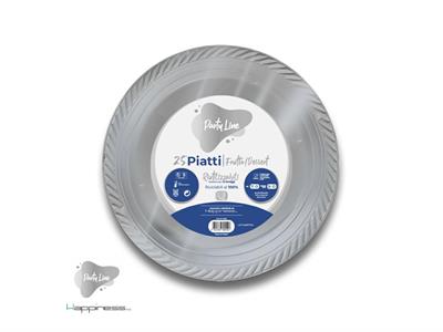 PIATTI DESSERT IN PLASTICA ARGENTO 25 PZ 17 CM
