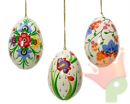 UOVA DA APPENDERE IN LEGNO DECORO FIORI 1 PZ ASSORTITO H.7X5 CM