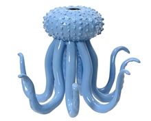 PORTACANDELA POLIPO AZZURRO IN POLIRESINA H.20,5X28,3X30,3 CM