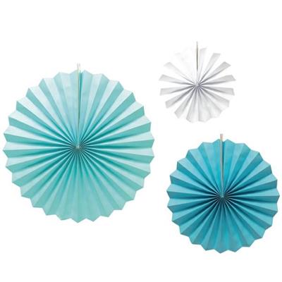 VENTAGLI IN CARTA 3 PZ AZZURRO 20/30/40 CM