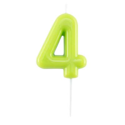CANDELINA NUMERO 4 GLOSSY VERDE LIME CON PICK 10,5 CM