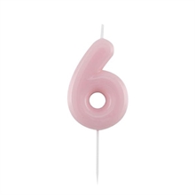 CANDELINA NUMERO 6 GLOSSY ROSA CON PICK 10,5 CM