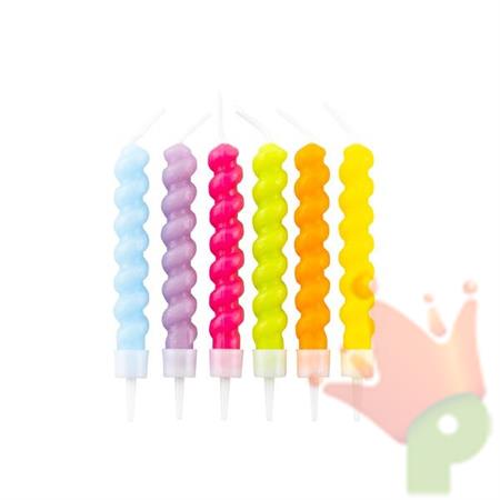 CANDELINE A SPIRALE MULTICOLOR 6 PZ 6 CM