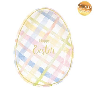 PIATTI IN CARTA SAGOMATI FORMA UOVO HAPPY EASTER 22 CM 8 PZ