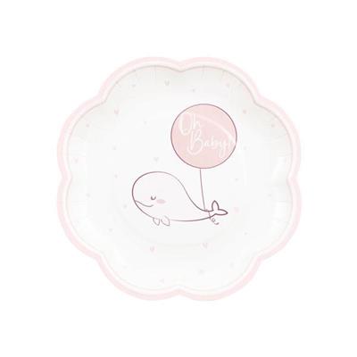 PIATTI IN CARTA NASCITA BAMBINA OH BABY 8 PZ 20 CM