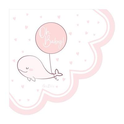 TOVAGLIOLI NASCITA ROSA BAMBINA OH BABY 33X33 CM 16 PZ