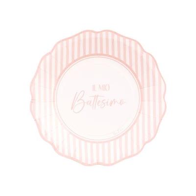 PIATTI IN CARTA BATTESIMO ROSA 21 CM 8 PZ