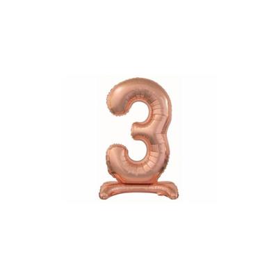 PALLONCINO MYLAR NUMERO 3 30INCH-74 CM ROSA GOLD AD ARIA