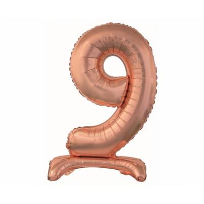 PALLONCINO MYLAR NUMERO 9 30INCH-74CM ROSA GOLD AD ARIA