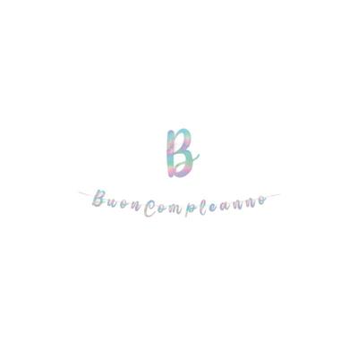 FESTONE SCRITTA ITALIC BUON COMPLEANNO IRIDESCENTE