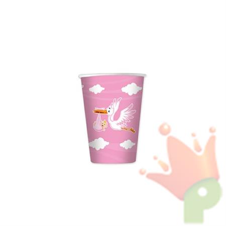 BICCHIERI 80CC CICOGNA NUVOLA ROSA 10PZ