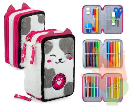 ASTUCCIO 3ZIP CAT PELUCHE