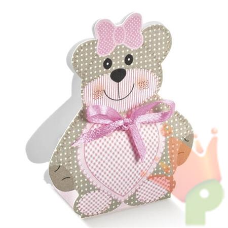 SCATOLA ORSETTO 35X25X60 MM TED BEAR ROSA 10PZ