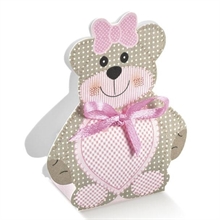 SCATOLA ORSETTO 35X25X60 MM TED BEAR ROSA 10PZ