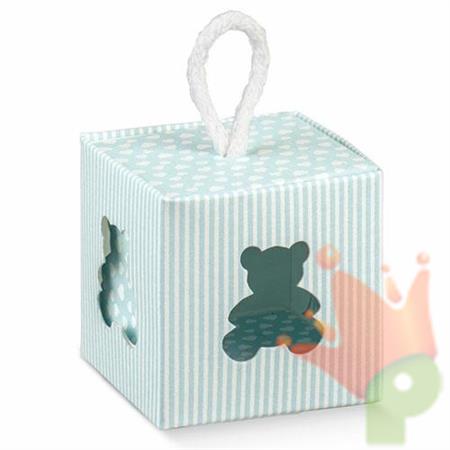 SCATOLINA CON COPERCHIO 50X50X50 ORSETTO MILLERIGHE AZZURRO 10PZ