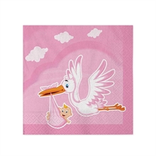 TOVAGLIOLI 25X25CM CICOGNA NUVOLA ROSA 20PZ