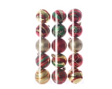 PALLINE IN TUBO ROSSO ORO DECORATO 6 CM 5 PZ