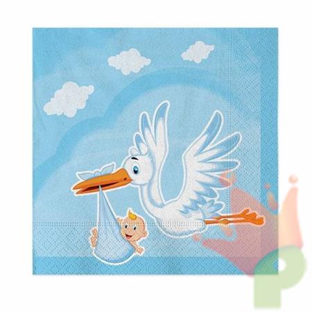 TOVAGLIOLI 33X33CM CICOGNA NUVOLA CELESTE 20PZ